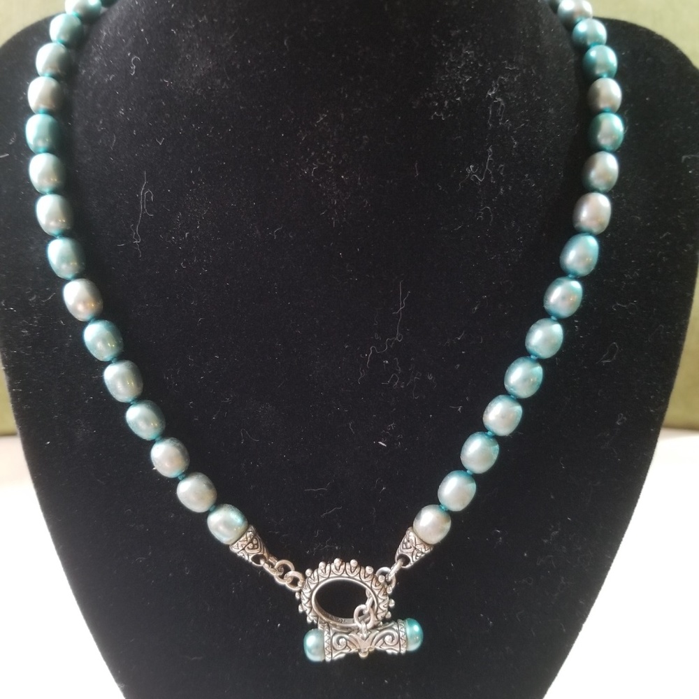 Barbara Bixby Blue Teal Cultured pearl necklace
